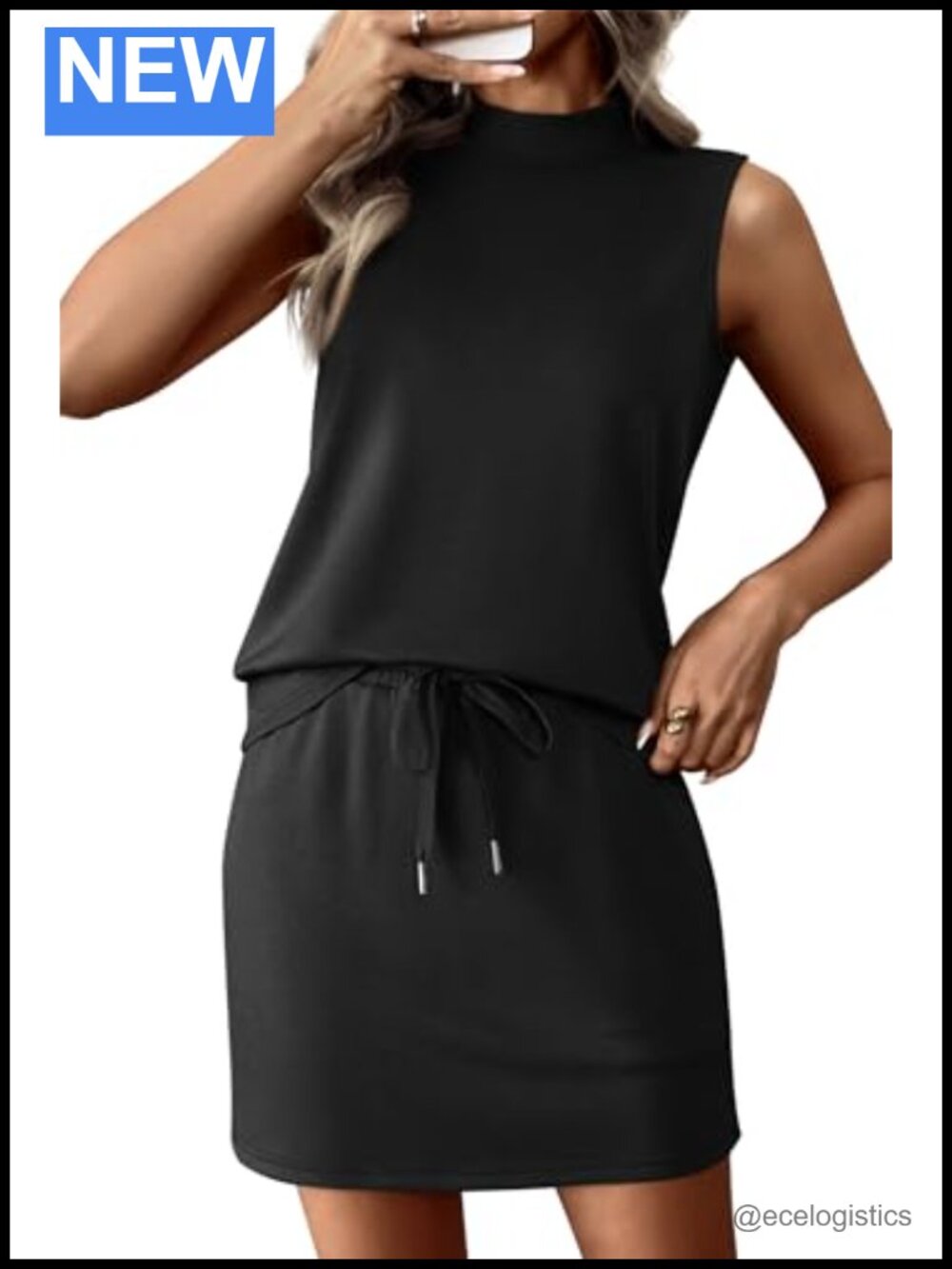 2 Piece Skirt Set Women Summer Lounge Athletic Tennis Skort Mock Neck Top